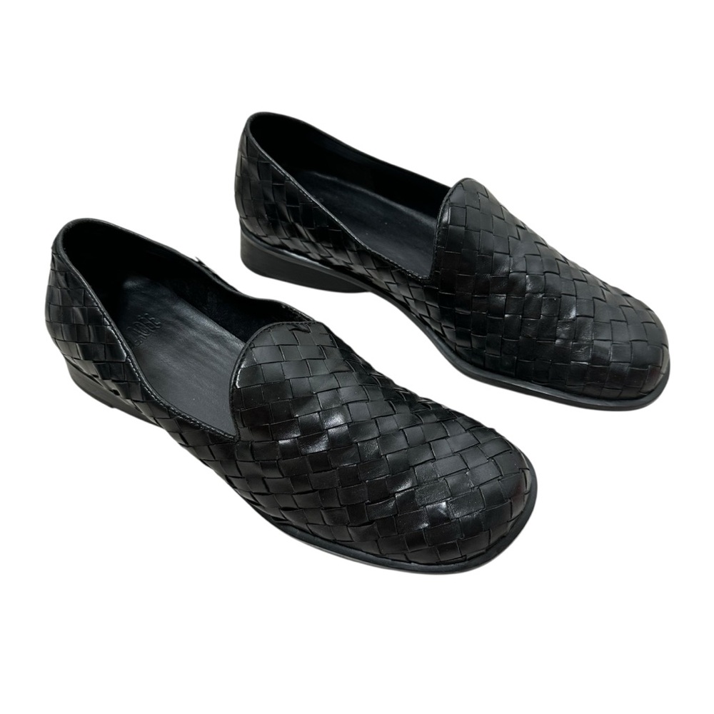 GLACEE Vintage 90s black woven leather loafers size 8